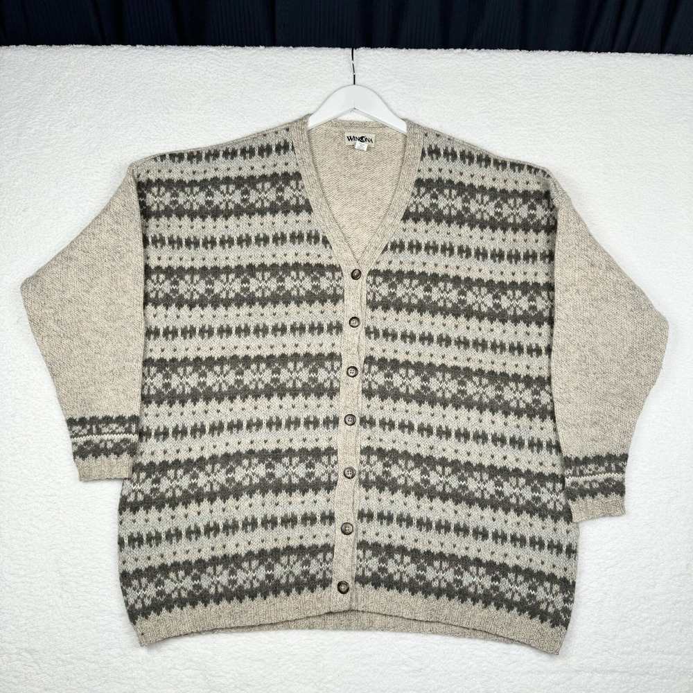 Vintage Winona Wool Cardigan Sweater - Women's 2XL - USA - Tan
